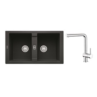 ซิงค์ฝัง 2หลุม FRANKE MRG 620 BK+TP SMART แกรนิต สีดำ อ่างล้างจานฝัง BUILT-IN SINK FRANKE MRG 620 BK+TP SMART 2B BLACK อ