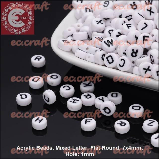 1 แพ็ค ALPHABET LETTER BEADS ROUND INITIAL LETTER BEADS HANDMADE อุปกรณ์เสริม MATERIAL NAME BRACELET