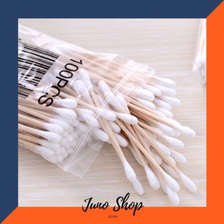 คอตตอนบัด 100 ก้าน (แพ็คเดี่ยว) Cotton buds สำลีปั่นหูด้ามไม้ สำลีไม้ สำลีก้าน สำลีเช็ดเครื่องสำอาง