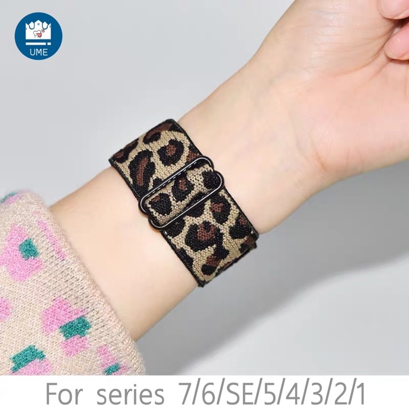 ลาย APW เสือ สายนาฬิกาข้อมือ ผ้า สายนาฬิกา สำหรับ watch10 9 8 7 6 5 4 3 2 1 se 45/44/46 มม.45มม.41มม. 40 มม. สายนาฬิกา