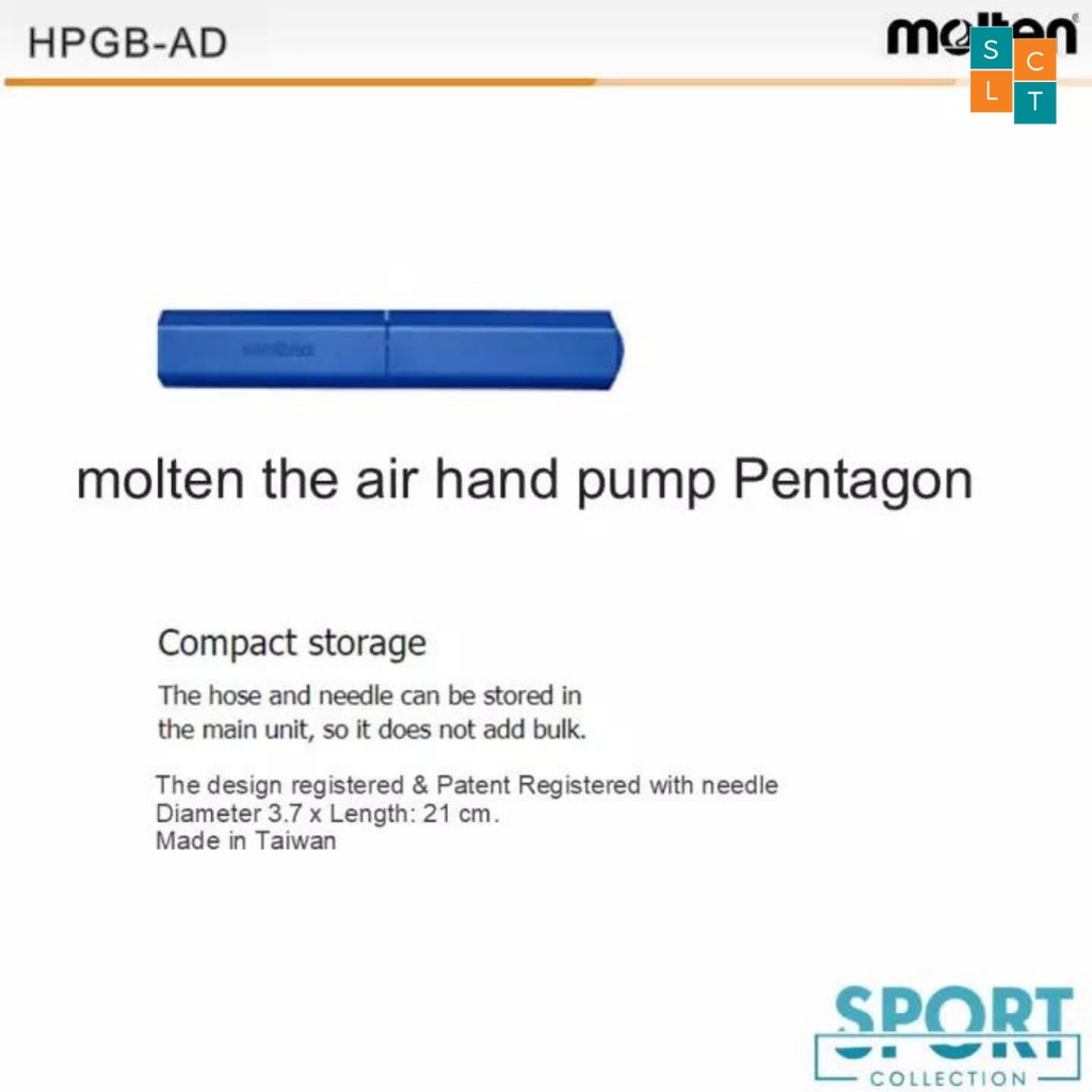 MOLTEN ที่สูบลมลูกบอลแบบพกพา PENTAGON HAND PUMP รุ่น HPGB-AD - รูปที่ 2