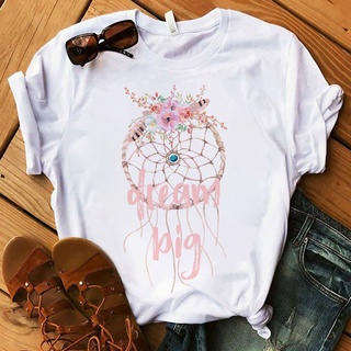 Flower Dreamcatcher T-shirt Harajuku O-neck Women T-shirt Tops Tee Womens Kawaii Summer Casual Short Sleeve T Shirt Tee