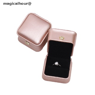 magicalhour High Quality Square Wedding PU Earrings Ring Box Jewelry Display Gift Case new