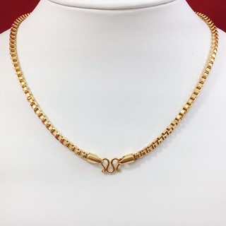 สร้อยคอ 14K ลายผ่าหวายตัดลาย ความยาว 18 นิ้ว สร้อยไมครอน ใส่ได้หลายโอกาส  เคลือบทอง 14K สร้อยคอ ฟรีถุงกำมะหยี่