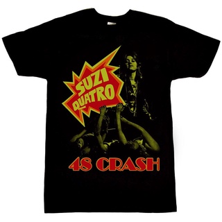 ROUND คอลูกเรือเสื้อยืดแขนสั้นลําลอง คอกลม ผ้าฝ้าย พิมพ์ลาย Suzi Quatro 48 Crash สไตล์เกาหลี สําหรับผู้ชาย-4XL