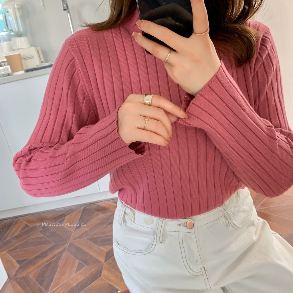 [ 🔥อกถึง 50" ] : PMP0714 : พรีออเดอร์เสื้อไหมพรมสำหรับผู้หญิงไซส์ใหญ่คอเต่าเนื้อยืดหยุ่นกันหนาวได้ดี