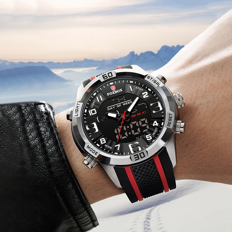 กระเป๋านาฬิกาMens Watches Silicone Stra Waterroof Watch For Men FOXBOX ...