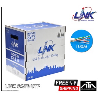 CAT6 UTP Cable (100m/BOX) Link Cable UTP CAT6 100 Meter  สายแลน มีกล่องลากสาย