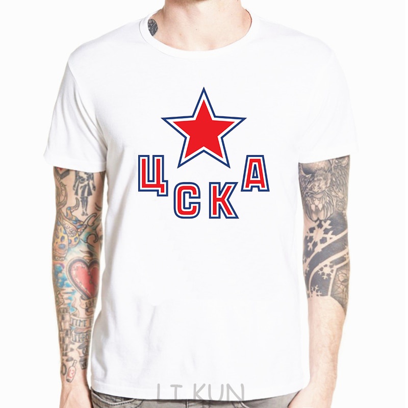 เสื้อยืด HC CSKA Moscow KHL รัสเซีย สีขาว สำหรับฮอกกี้