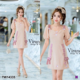 14335 Dress เดรส แขนพอง ไหล่แต่งระบาย Puff sleeves dress, ruffled shoulders