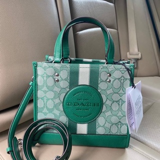 Coach Dempsey Tote 22 In Signature Jacquard With Stripe And Coach Patch