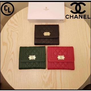 กระเป๋าสตางค์ใบสั้น  สไตล์ชาแนล chanel ชาแนลเกรดพรีเมี่ยม กระเป๋าสตางค์แบบพับ พร้อมกล่องแบรนด์