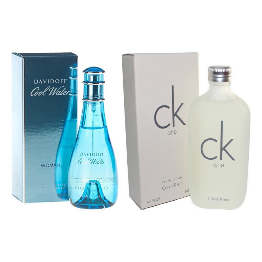 Davidoff Cool Water Woman Eau de Toilette Spray 100ml for Women + Calvin Klein CK One Eau De Toilette Spray 200ml