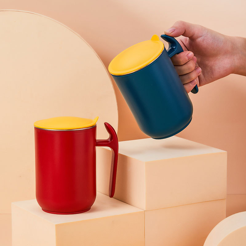 304ถ้วยสแตนเลสแก้วสร้างสรรค์สํานักงานแก้วฝาถ้วยป้องกันตะกรันกระติกน้ําร้อนถ้วย304สแตนเลส钢子 马克杯 创意办公室