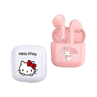 lenovo หูฟังบลูทูธไร้สาย ลายการ์ตูน Hello Kitty UKA018 TWS ขนาดเล็ก พร้อมไมโครโฟน คุณภาพ