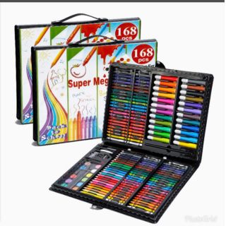 ✔✔พาสเทล สีไม้ สีน้ำ สีเทียน สีเมจิก เซ็ตเดียวจบ Super mega art 168 pcs✔✔