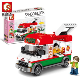 ProudNada Toys ของเล่นเด็ก ตัวต่อ รถขายอาหาร พิซซ่า S SEMBO BLOCK 240+PCS 601305