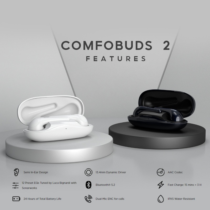 1MORE ComfoBuds 2 หูฟังบลูทูธ ES303 หูฟังตัดเสียงรบกวนไร้สาย True ...