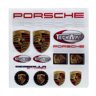 สติกเกอร์ หนัง PU ลายโลโก้ Porsche 3 มิติ สําหรับติดตกแต่งรถยนต์