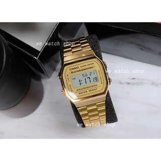 CASIO ของเเท้ เครื่องศูนย์ CMG รุ่น A168WG-9WDF สีทอง สายเหล็ก ประกันศูนย์ CMG  A168WG-9  A168WG  A168  A168WG-9W