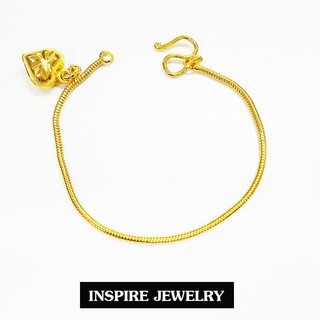 Inspire Jewelry ,สร้อยข้อมือเด็กลายกระดูกงูกลมขัดมัน ยาว 12cm. พร้อมถุงกำมะหยี่สวยหรู