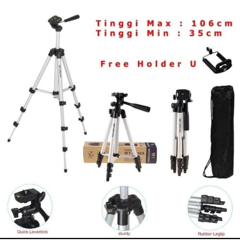 TRIPOD 3110 3120 handphone + U โคลงยึด 3 ฟุต สีดํา