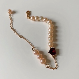 WARM PEARL WITH HEART BRACELET