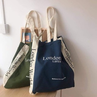 กระเป๋าผ้า London World ˙ᘧ ͜ ˙ พร้อมส่ง (MN012)