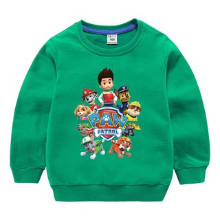 Paw Patrol เด็กเสื้อเด็กผู้ชายเสื้อแขนยาว Pullover เสื้อคอลูกลำลองคอ