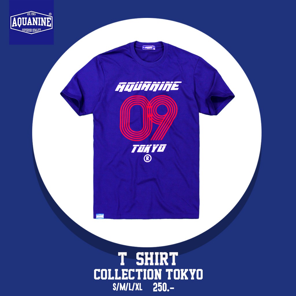 AQUANINE เสื้อยืดผู้ชาย เสื้อยืดผู้หญิง รุ่น TOKYO (BLUE) ลิขสิทธิ์แท้
