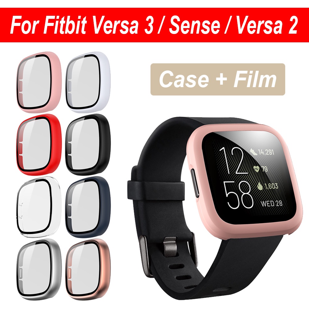 เคสพีซีป ้ องกันหน ้ าจอพร ้ อมฝาครอบฟิล ์ มสําหรับ Fitbit Versa 3 / Sense / Versa 2 / Sense 2 / Versa 4