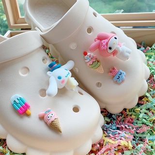 ชุดจี้การ์ตูนไดโนเสาร์น่ารัก Kuromi Sanrio Crocs Jibbits Penguin My Melody Jibitz เหมาะกับผู้หญิง สําหรับตกแต่งรองเท้า