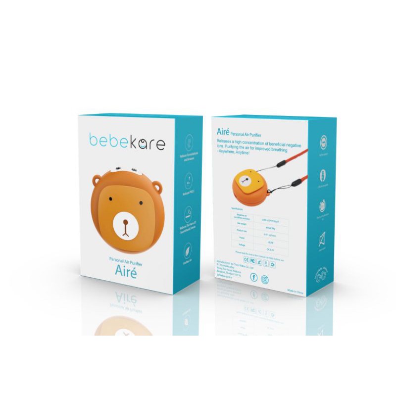 bebekare - Aire - Ionizer, Necklace Airpurifier เครื่องฟอกอากาศเเขวนคอ เครื่องฟอกพกพาสำหรับเด็กผู้ใหญ่ ป้องกันฝุ่นPM2.5