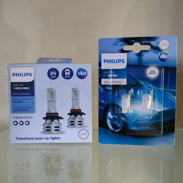 Philips หลอดไฟรถยนต์ Ultinon Essential LED+150% Gen2 6500K HB3/4 แถมฟรี Philips Pro3000 LED T10