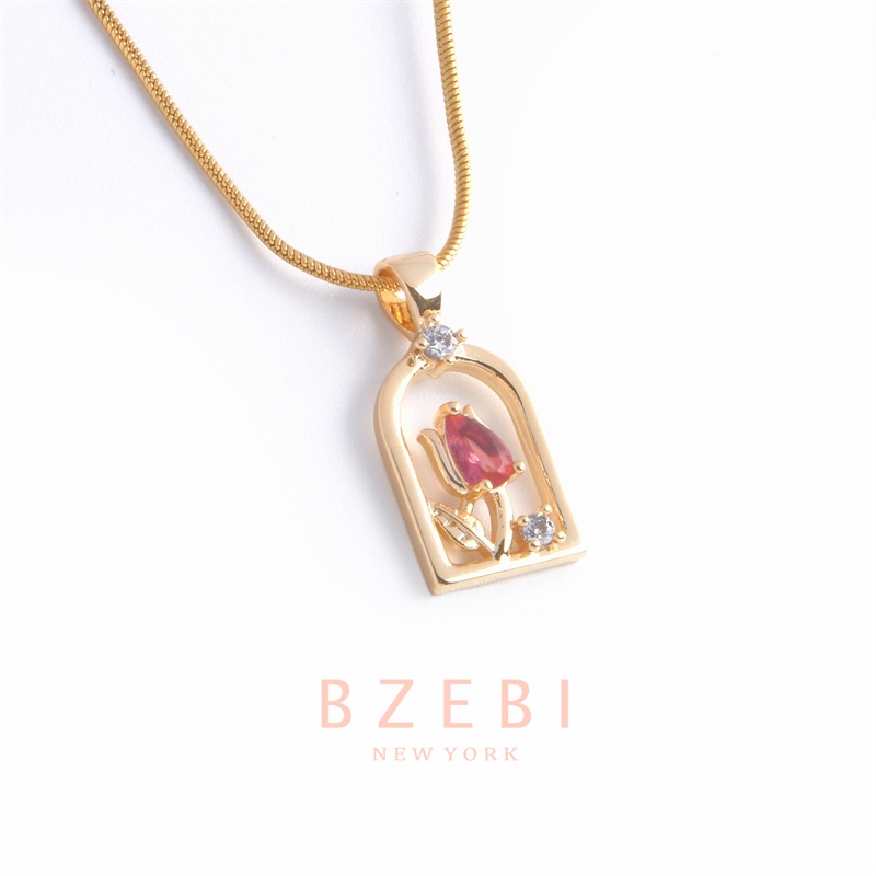 Bzebi สร้อยคอทองคํา 18k ไทเทเนียม จี้เพชร ป้องกันสนิม เครื่องประดับแฟชั่น สําหรับผู้หญิง สไตล์เกาหลี ของขวัญวันเกิด พร้อมกล่องพิเศษ 19n