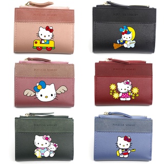 กระเป๋าสตางค์ ใบสั้น กระเป๋าใส่เหรียญ ใส่บัตรได้ ลาย Hello Kitty น่ารัก สําหรับผู้ชาย และผู้หญิง