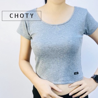 {ผ้าร่อง/ยืดเอวลอย ไซส์ S-M หุ่นกระชับ}  เสื้อครอป แบรนด์ CHOTYSHOP สินค้าผลิตในไทย  QSL