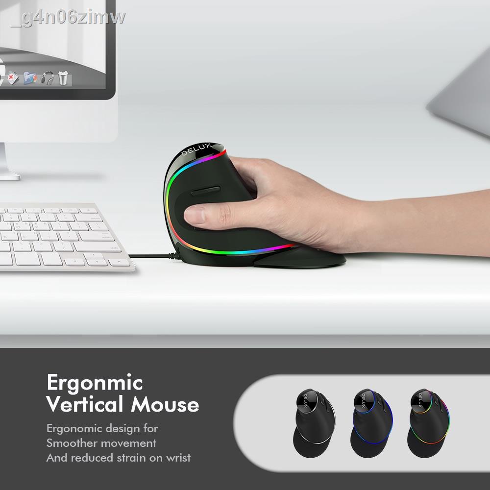 Delux M618 PLUS Mouse Vertical Game Wired Wireless Mouse Ergonomic RGB ...