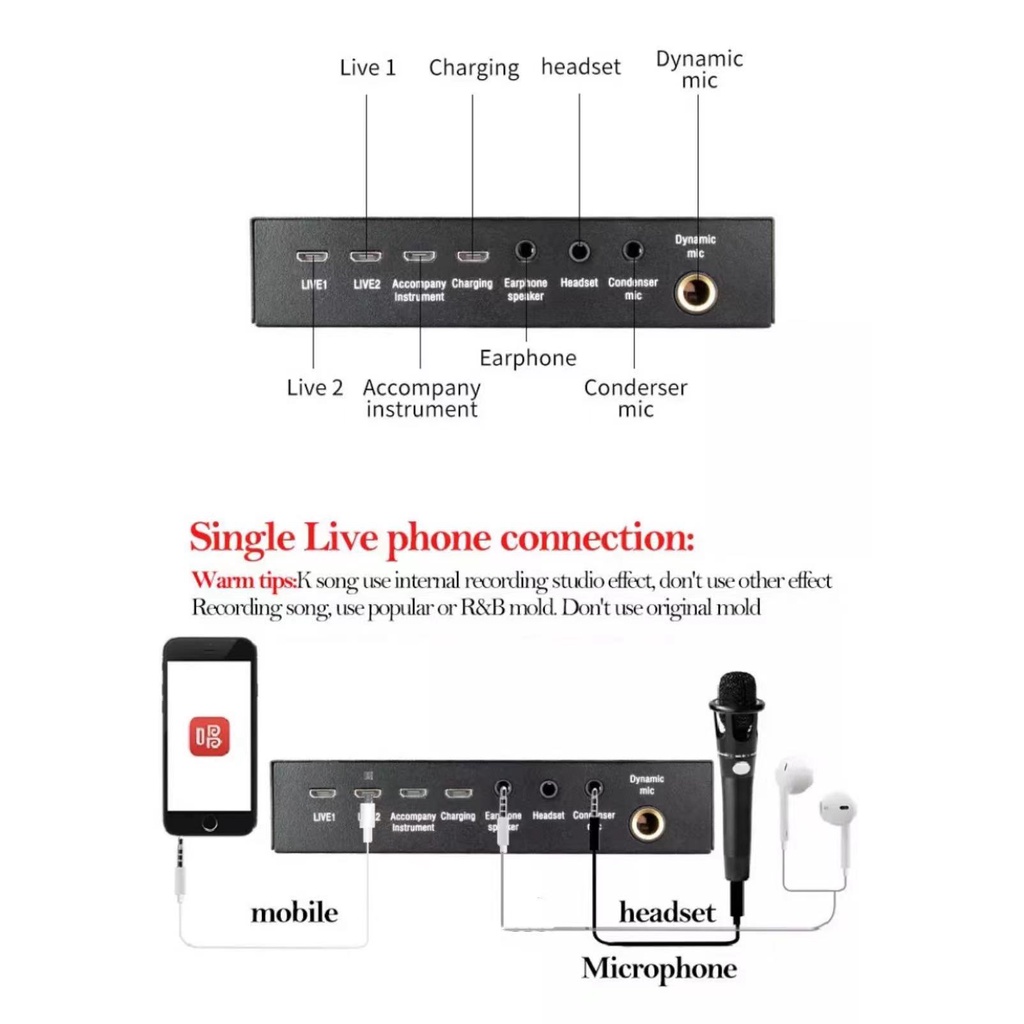 V8 Audio USB Headset Microphone Webcast Live Sound Card for Phone / Computer--(Bluetooth)