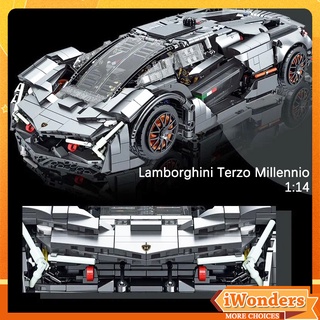 บล็อกตัวต่อ Lamborghini Terzo Millennio MOC ของเล่นสําหรับเด็ก 023027-1 โมเดลยานพาหนะทางเทคนิค ของเล่นเด็ก ของขวัญ