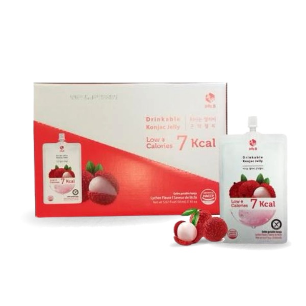 JellyB Lychee เจลลี่บี​​ บุกน้ำผลไม้​ รสลิ้นจี่​​ (4kcal/ถุง) 150ml.x10