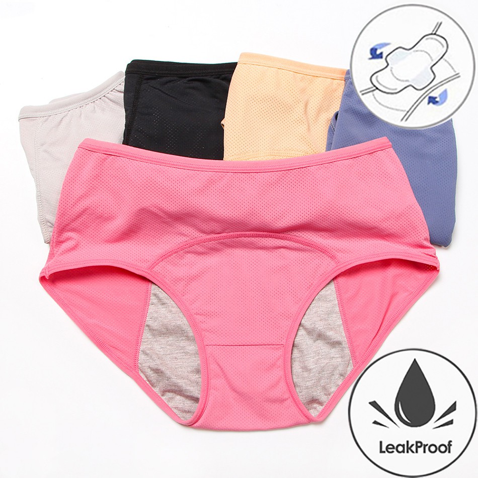 ผู้หญิงกางเกงประจําเดือน Plus ขนาด Leak-Proof Period กางเกง Breathable ตาข่ายหญิงกันน้ํา Menstruation กางเกง 5XL/6XL