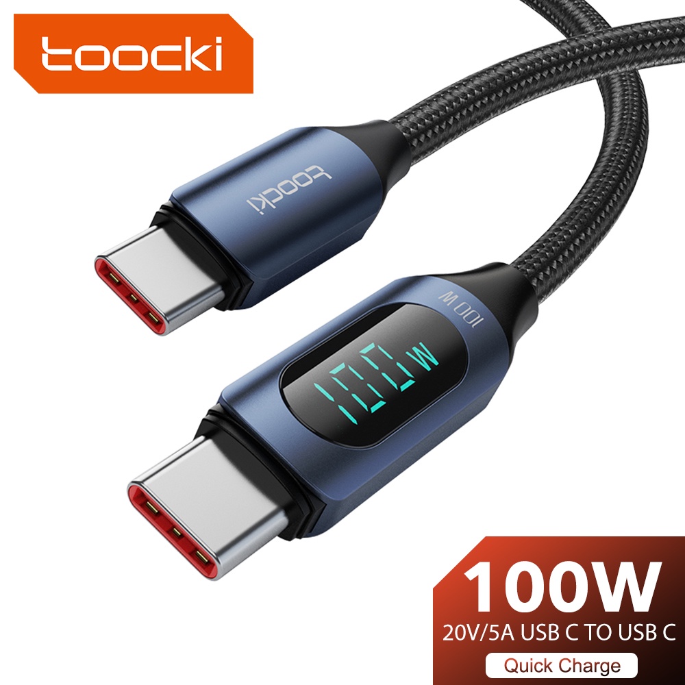 Toocki จอแสดงผล LED ชาร์จเร็ว Type C เป็น Type C สายเคเบิล PD 100W สําหรับ Xiaomi Samsung โทรศัพท์มือถือ Android สายชาร์จเร็ว