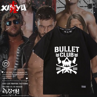 เสื้อยืดผ้าฝ้ายพิมพ์ลายแฟชั่น WWE Wrestling Club BULLET CLUB โลโก้โลโก้ Harajuku เสื้อยืดผู้ชาย Bullet ฤดูร้อนผู้ชายแขนส