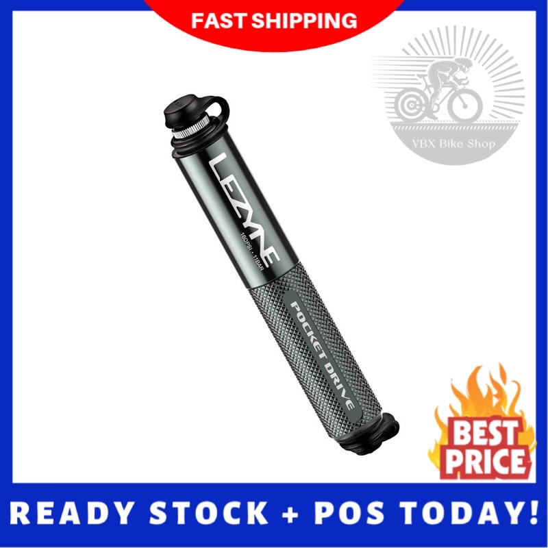 LEZYNE POCKET DRIVE PORTABLE HAND PUMP (MAX: 160psi)