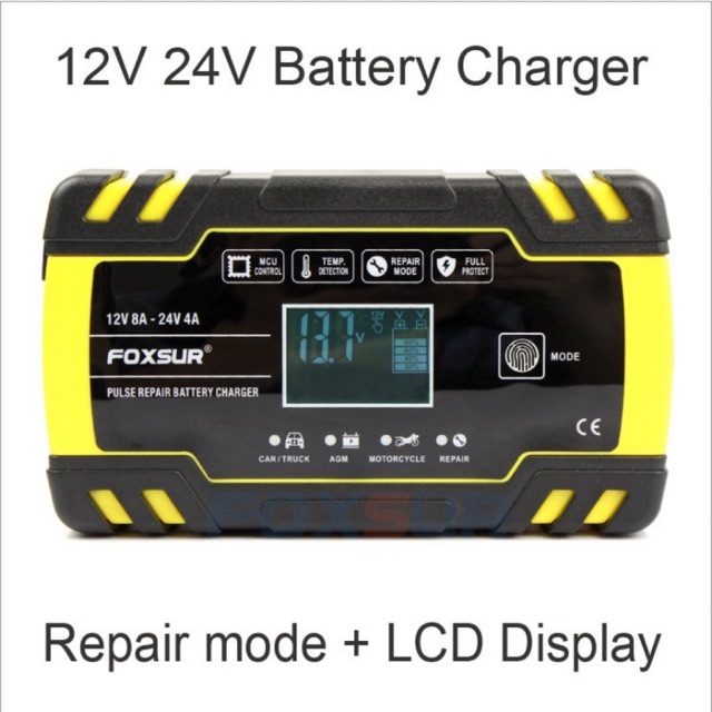 เครื่องชาร์จแบตเตอรี่12V 8A/24V 4A FOXSUR FBC122408D