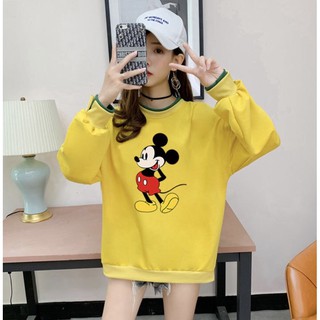 🔥😍🔥เสื้อแขนยาวทรงหลวมลายMickey Mouse fashion เกาหลีสุดน่ารัก💋😍💋