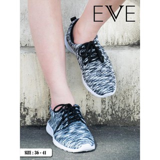 รองเท้า EVE ผ้าใบกีฬา ลายขีดดำขาว สำหรับสุภาพสตรี #