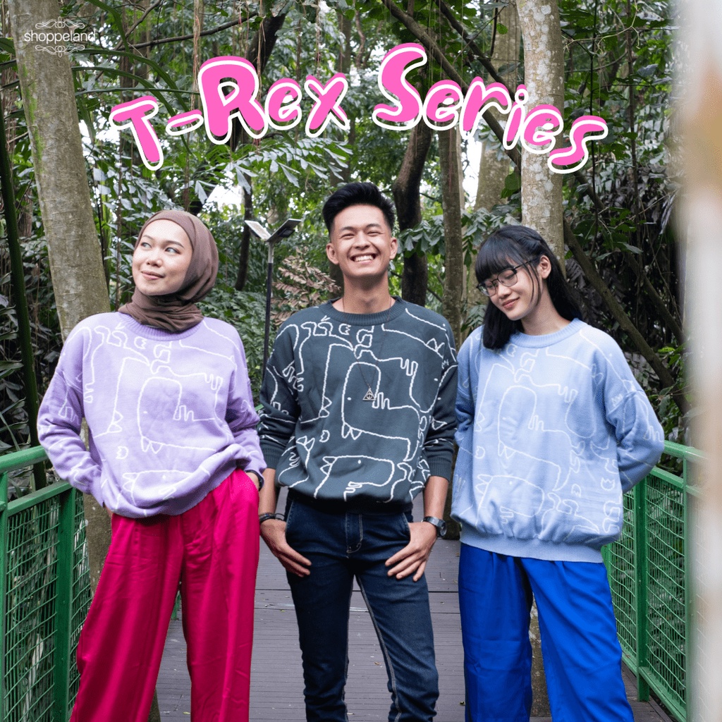 NEWSHOPPELAND - เสื้อสเวตเตอร์ Oversize T-rex พรีเมี่ยม (Dino)