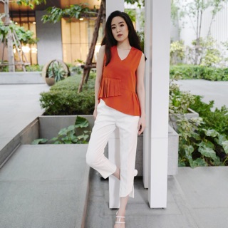 TISHA TIRAMISU top เสื้อสายแขนกุด color: brick orange